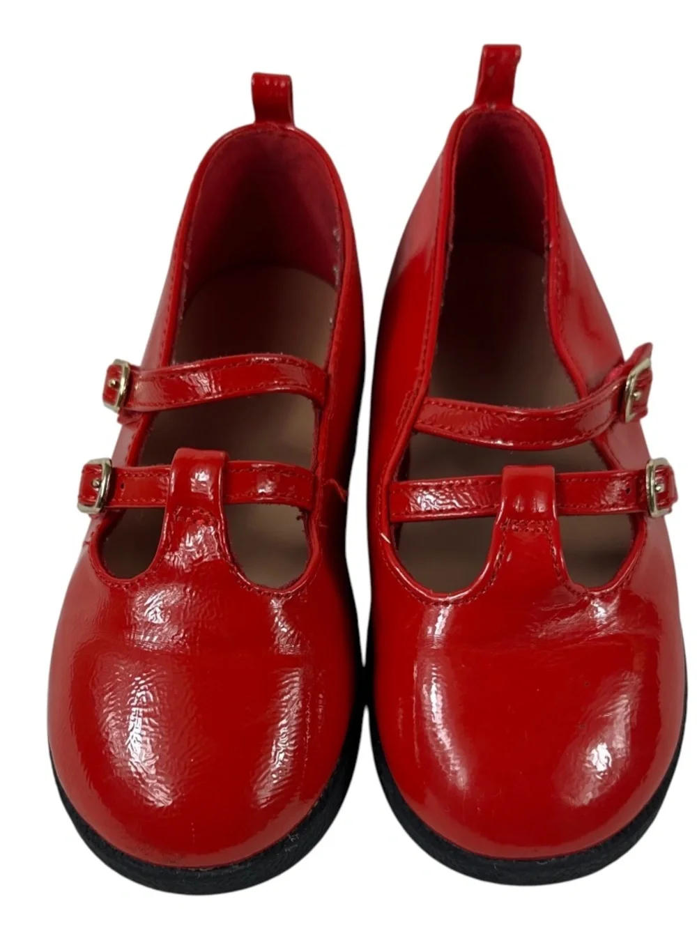 Old Navy Mary Jane Shoes Girls Sz 11 Red Patent Leather Double Buckle Holiday